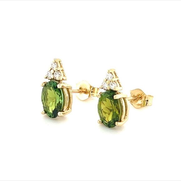 Natural Tourmaline Diamond Earrings 14k Gold 1.87 TCW Certified $2,950 210759 - Picture 12 of 13
